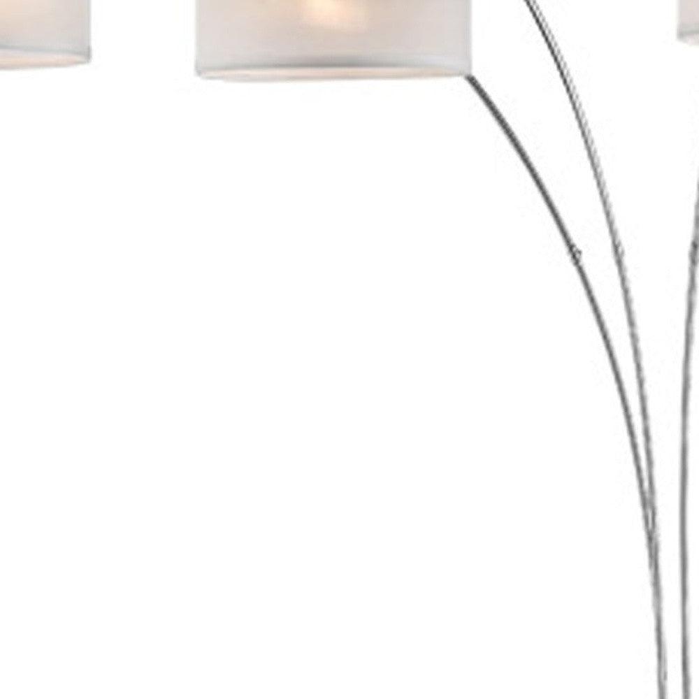 Three Light Curved Silver Floor Lamp with Fabric Shades - AFS