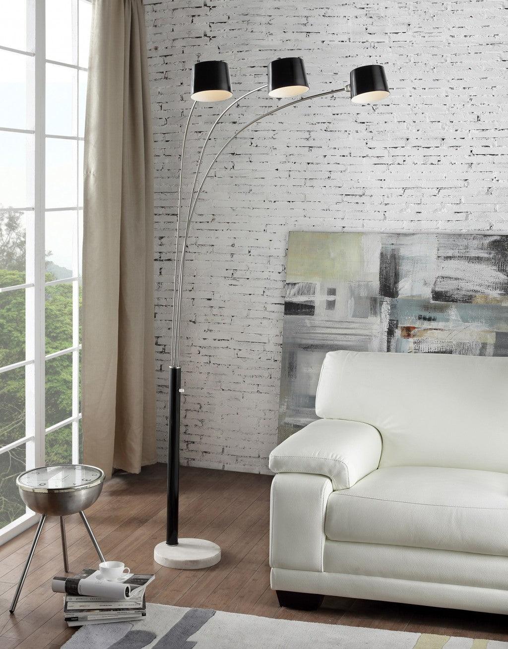 Black Metal Three Light Floor Lamp - AFS