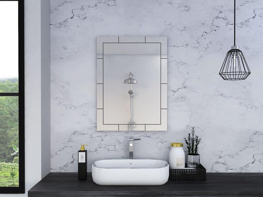 Modern Beveled Tile Design Wall Mirror - AFS