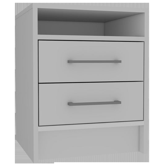 White Open Compartment Two Drawer Nightstand - AFS