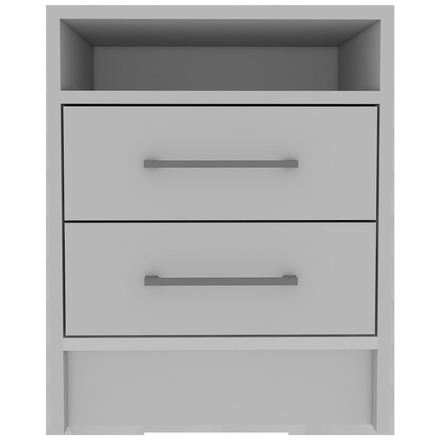 White Open Compartment Two Drawer Nightstand - AFS