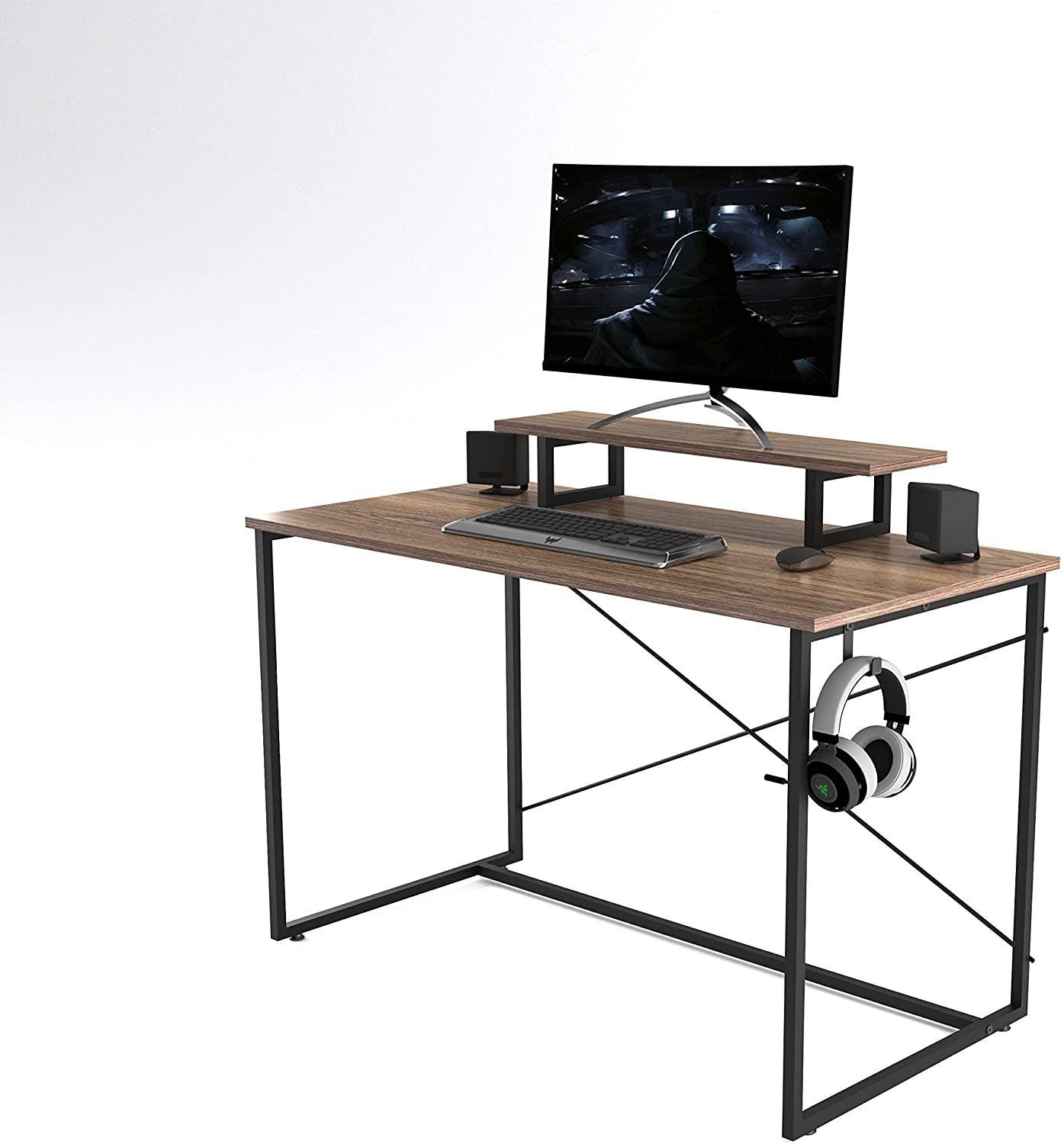 Modern Industrial Two Tier Computer And Writing Table Desk - AFS