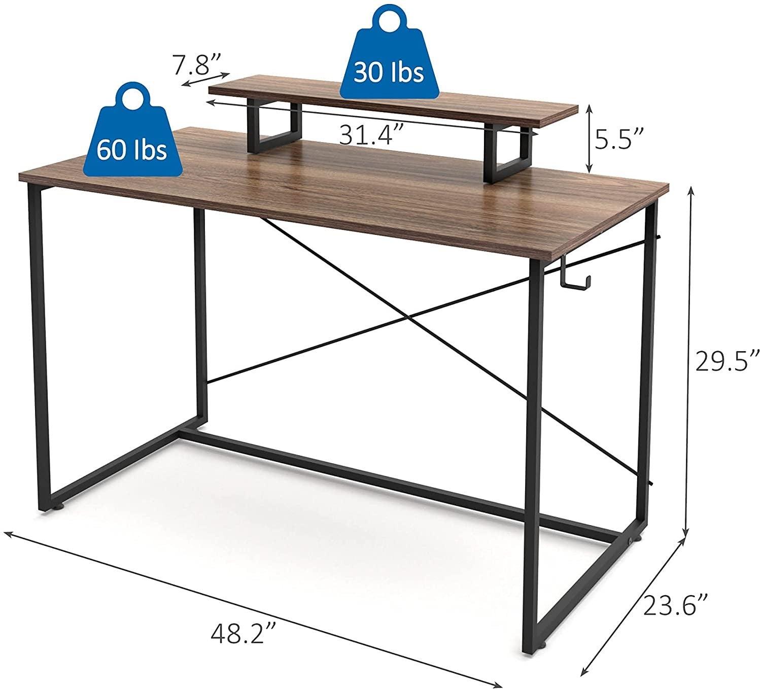 Modern Industrial Two Tier Computer And Writing Table Desk - AFS