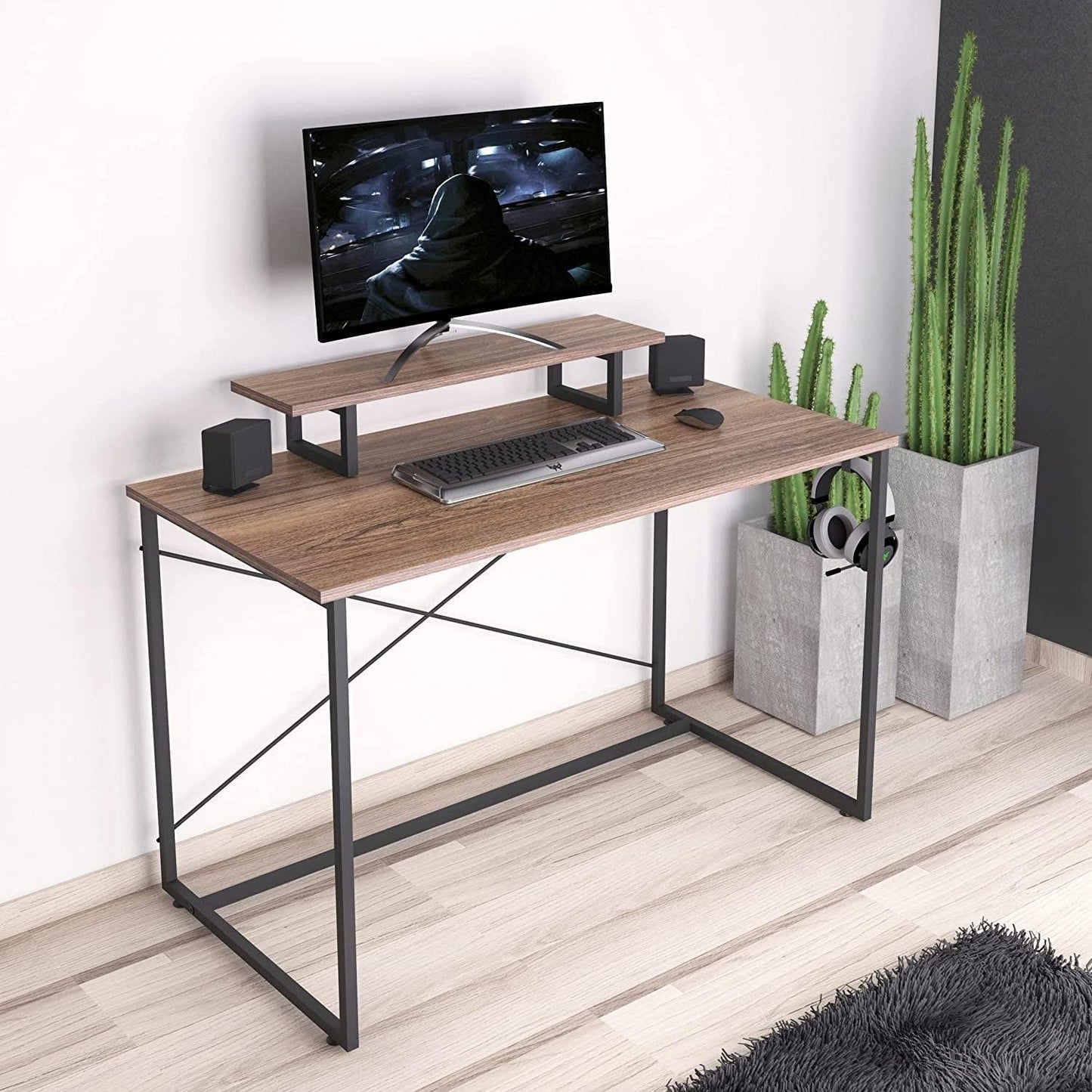 Modern Industrial Two Tier Computer And Writing Table Desk - AFS