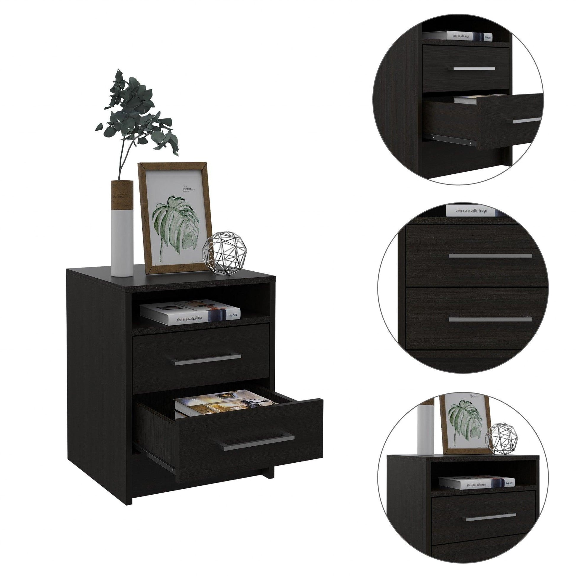 Light and Dark Oak Two Drawer Nightstand - AFS