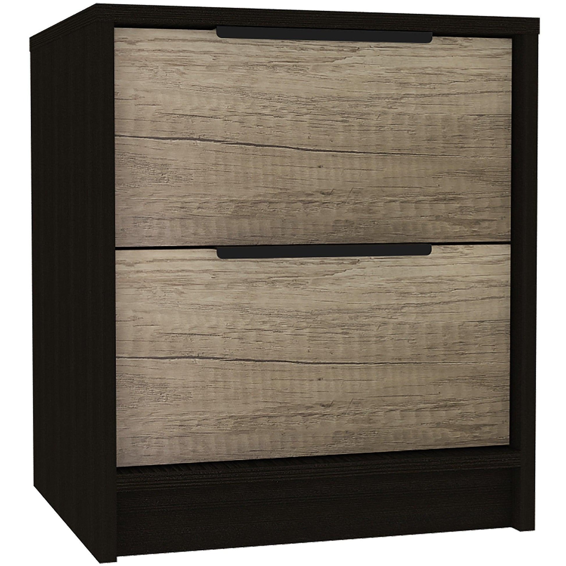 Black Open Compartment Two Drawer Nightstand - AFS