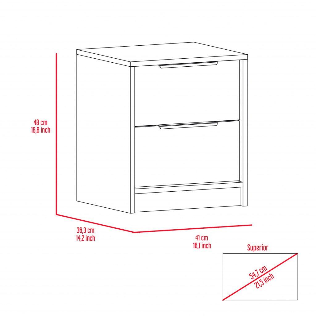 Black Open Compartment Two Drawer Nightstand - AFS