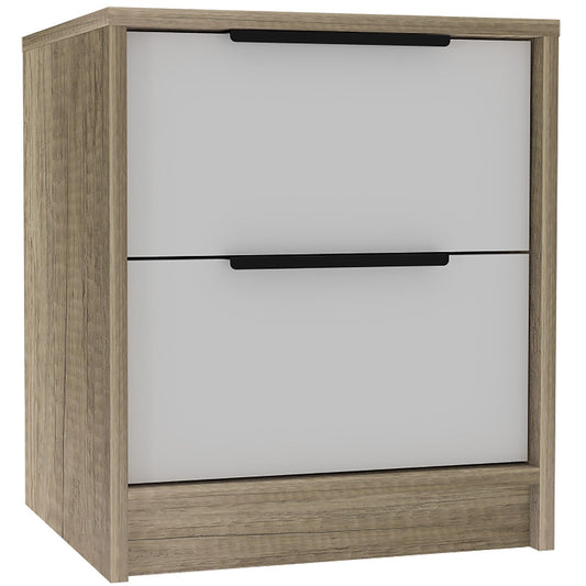 Mod Light Oak and White Two Drawer Nightstand - AFS