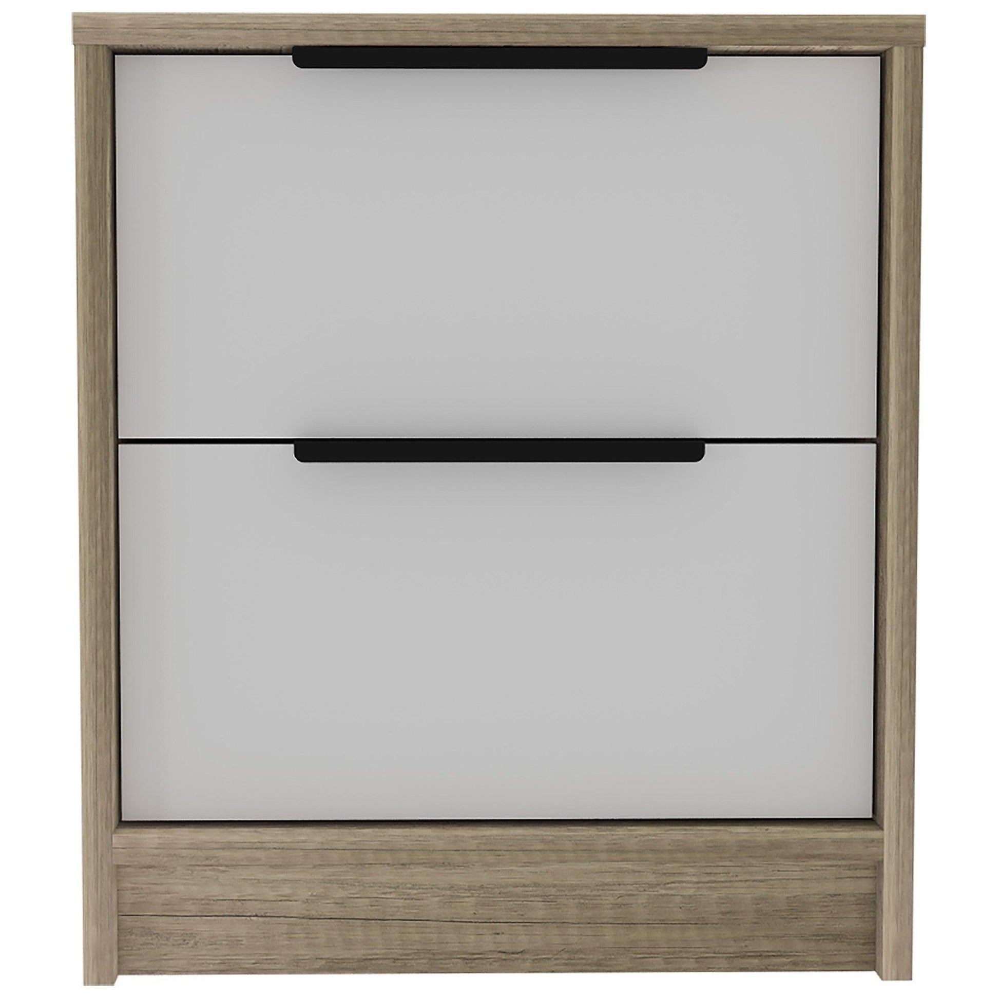 Mod Light Oak and White Two Drawer Nightstand - AFS