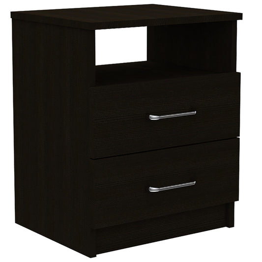 Brown Open Compartment Two Drawer Nightstand - AFS