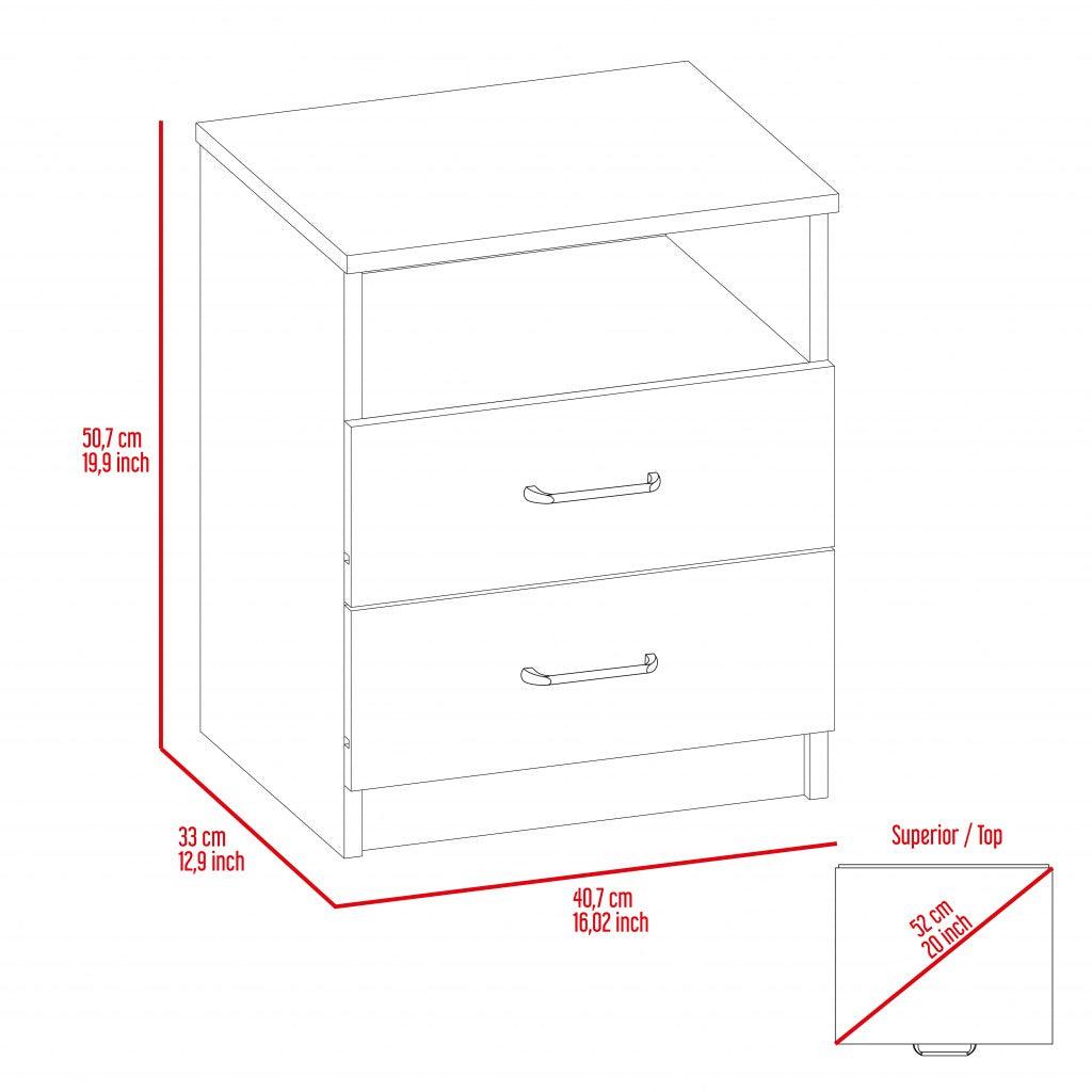 Brown Open Compartment Two Drawer Nightstand - AFS