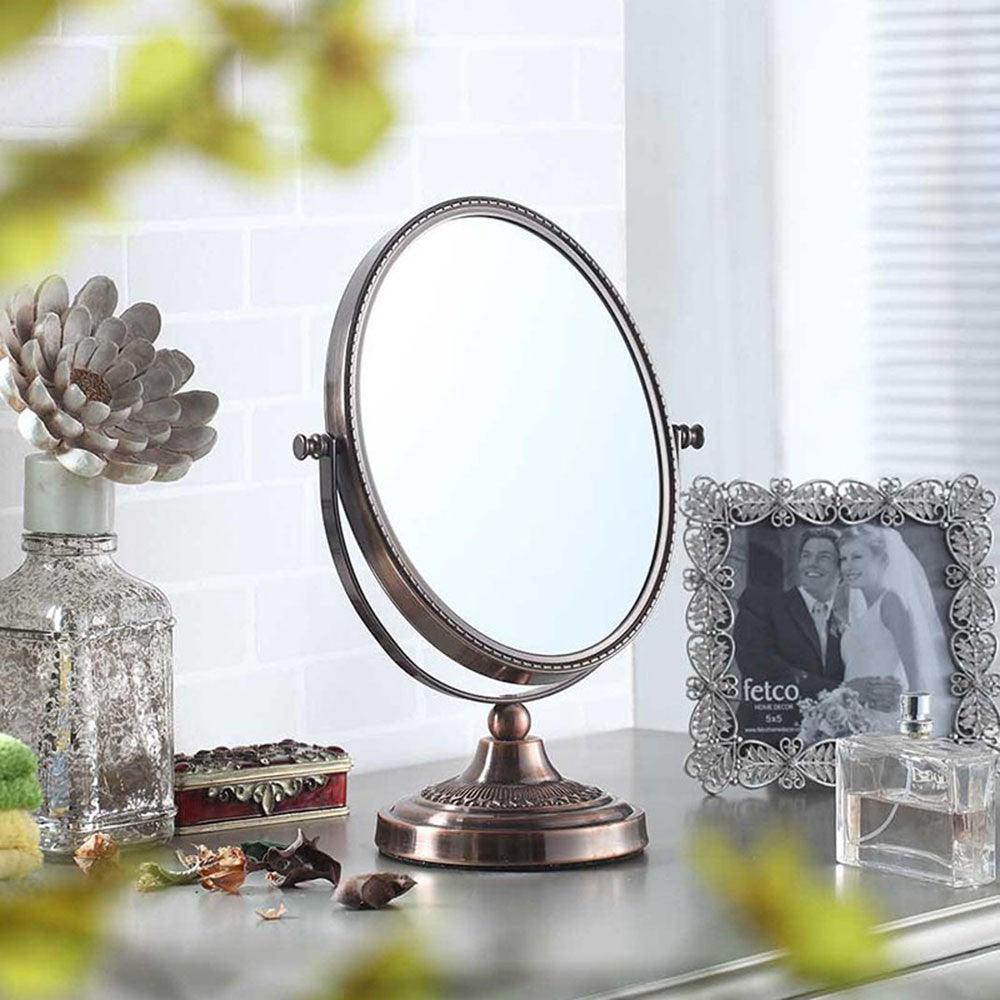 Vintage Style Copper 3X Magnification Vanity Mirror - AFS