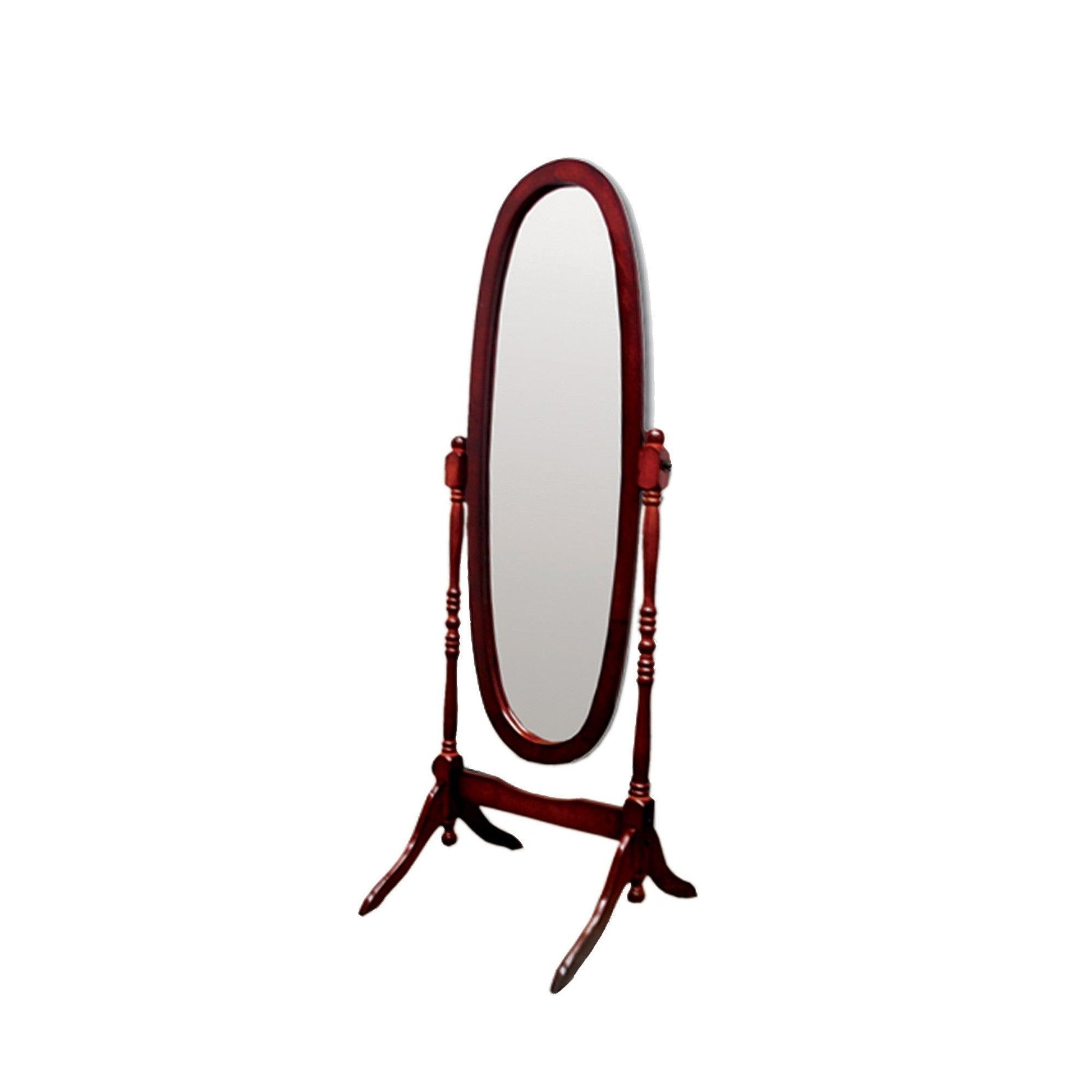 Classic Cherry Finish Cheval Standing Oval Mirror - AFS