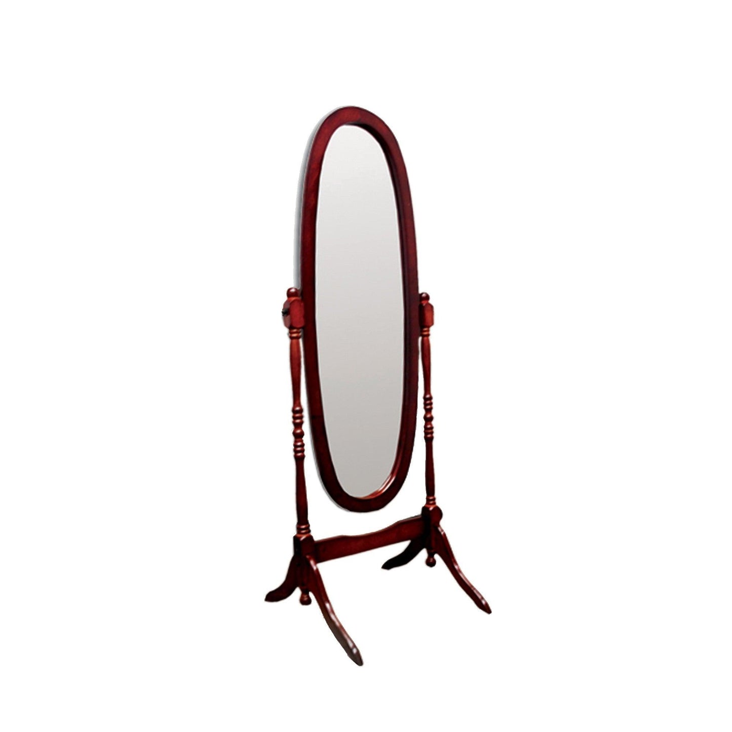 Classic Cherry Finish Cheval Standing Oval Mirror - AFS