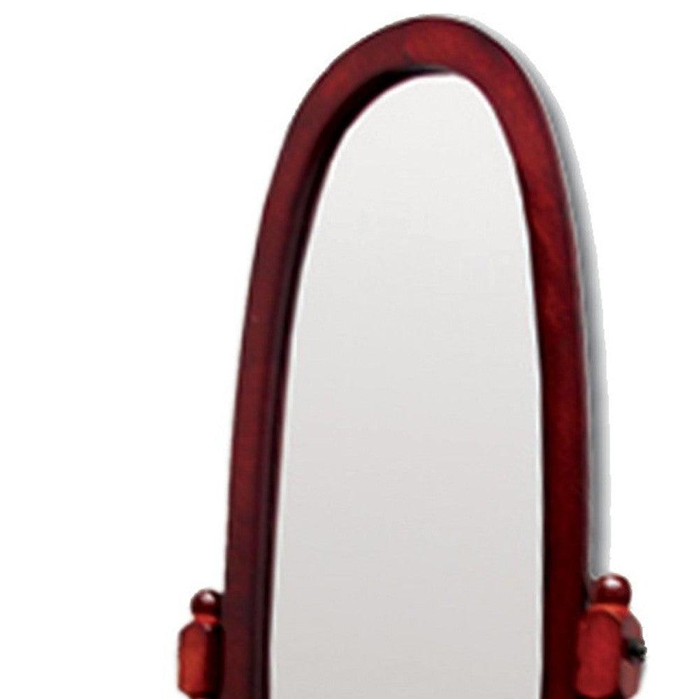 Classic Cherry Finish Cheval Standing Oval Mirror - AFS