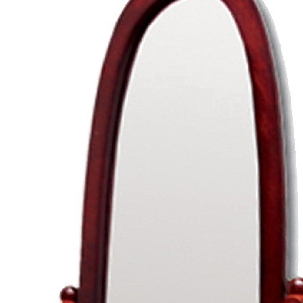 Classic Cherry Finish Cheval Standing Oval Mirror - AFS