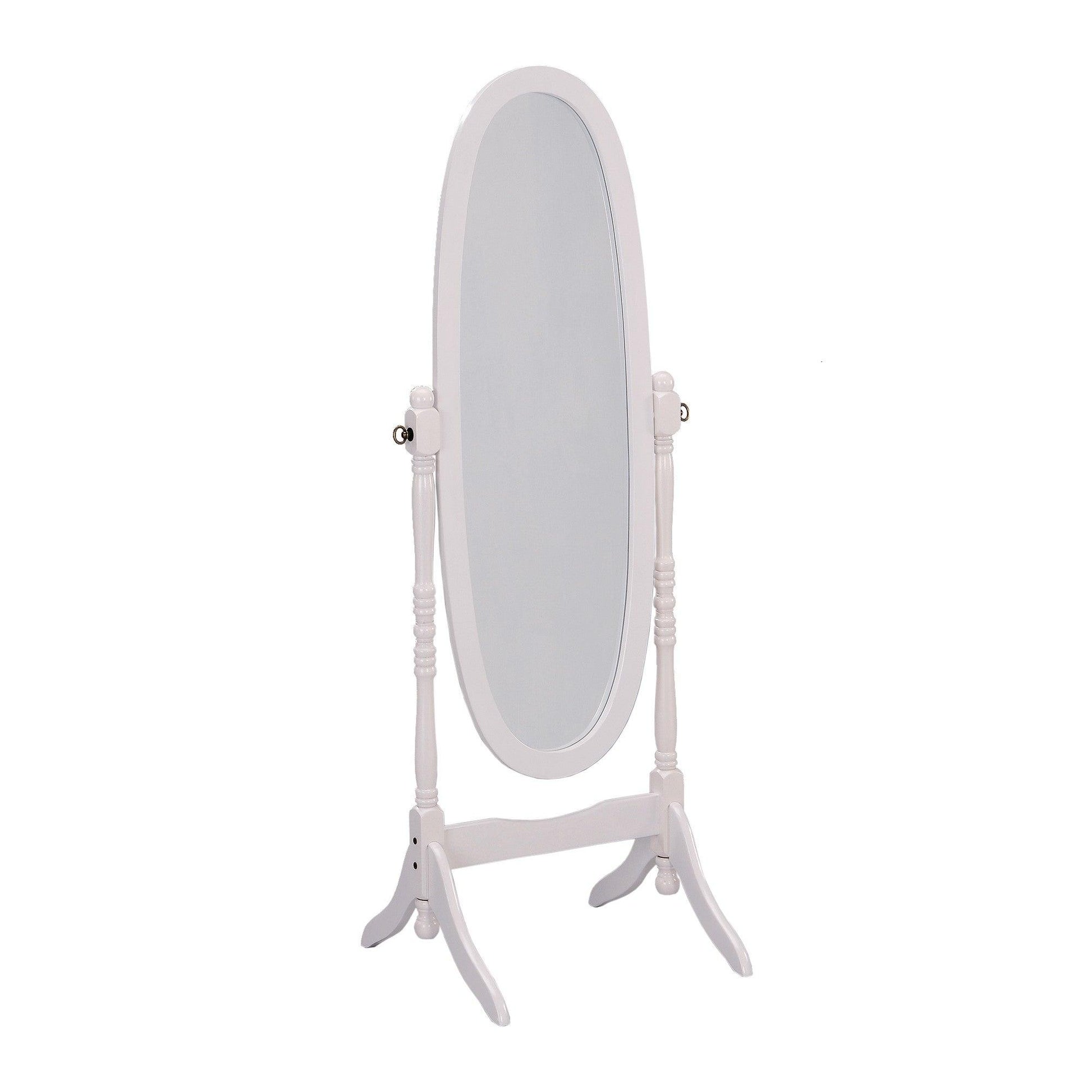 Classic White Finish Cheval Standing Oval Mirror - AFS