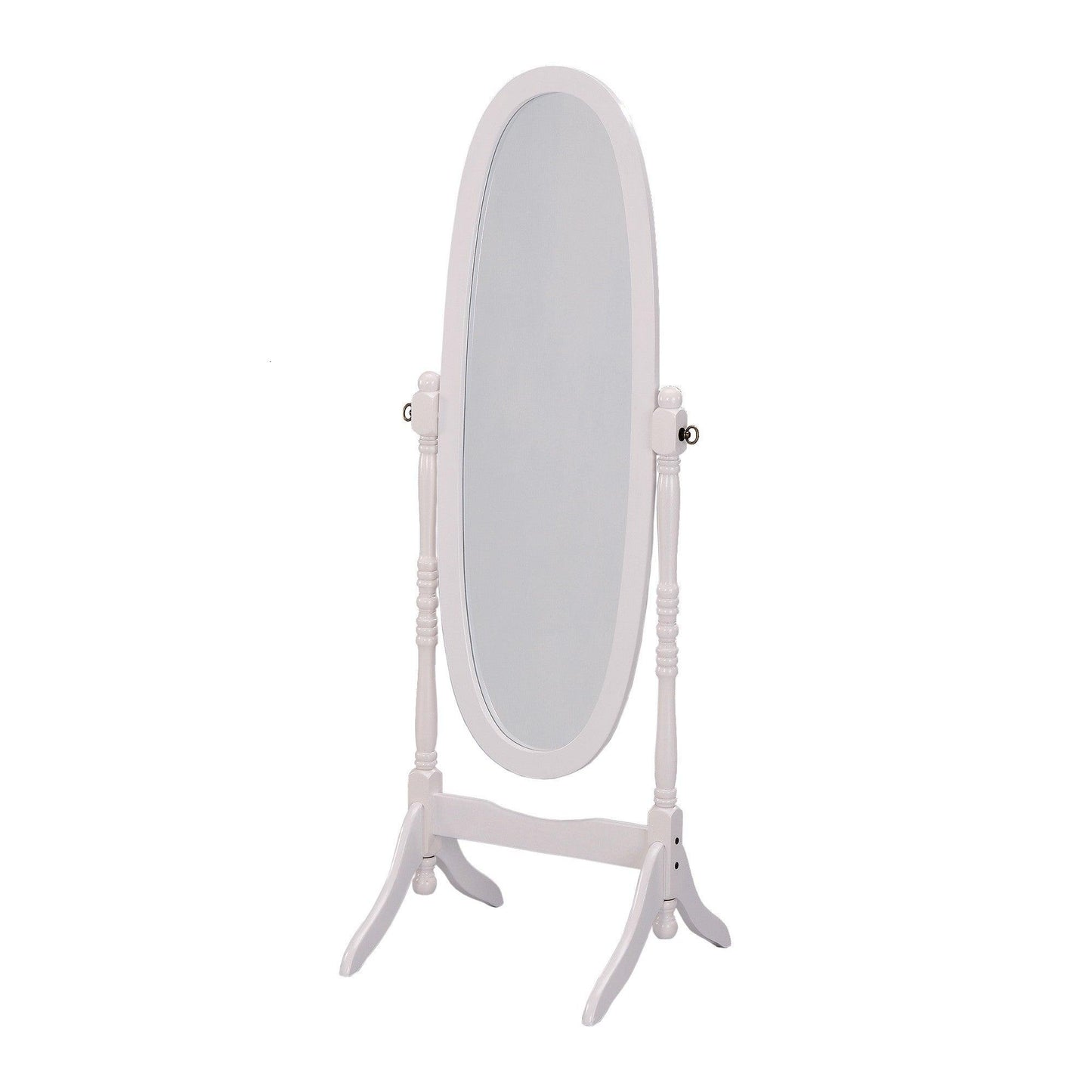 Classic White Finish Cheval Standing Oval Mirror - AFS