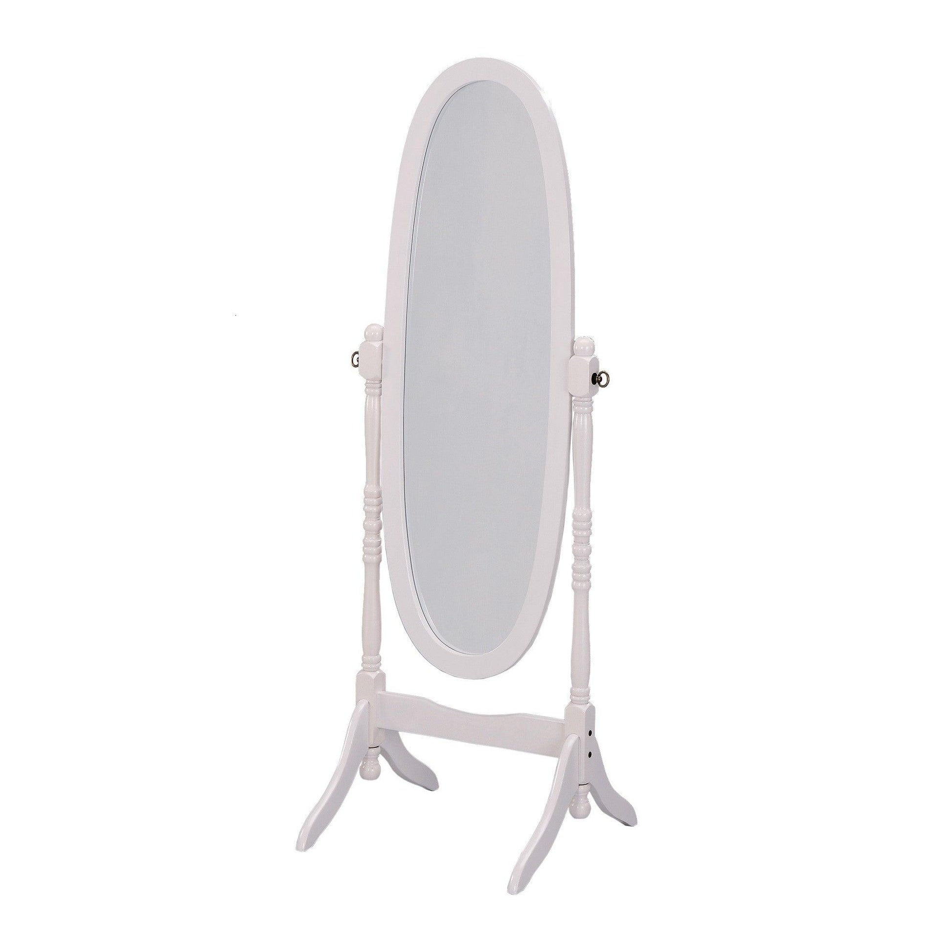 Classic White Finish Cheval Standing Oval Mirror - AFS