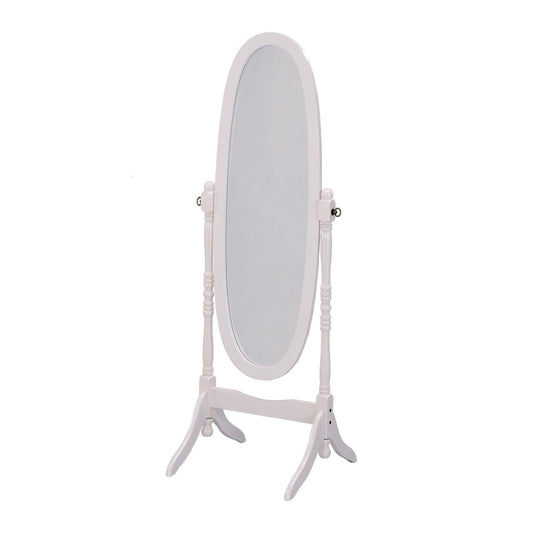 Classic White Finish Cheval Standing Oval Mirror - AFS