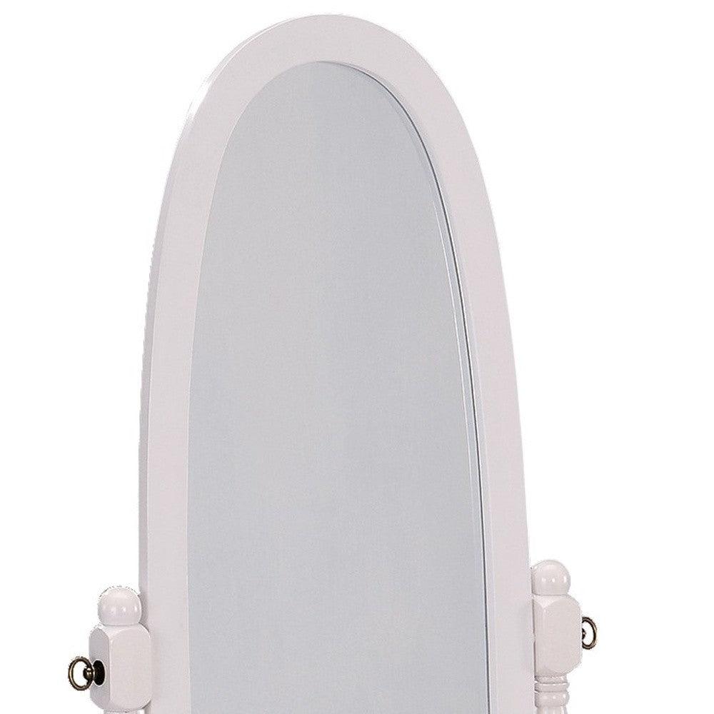 Classic White Finish Cheval Standing Oval Mirror - AFS