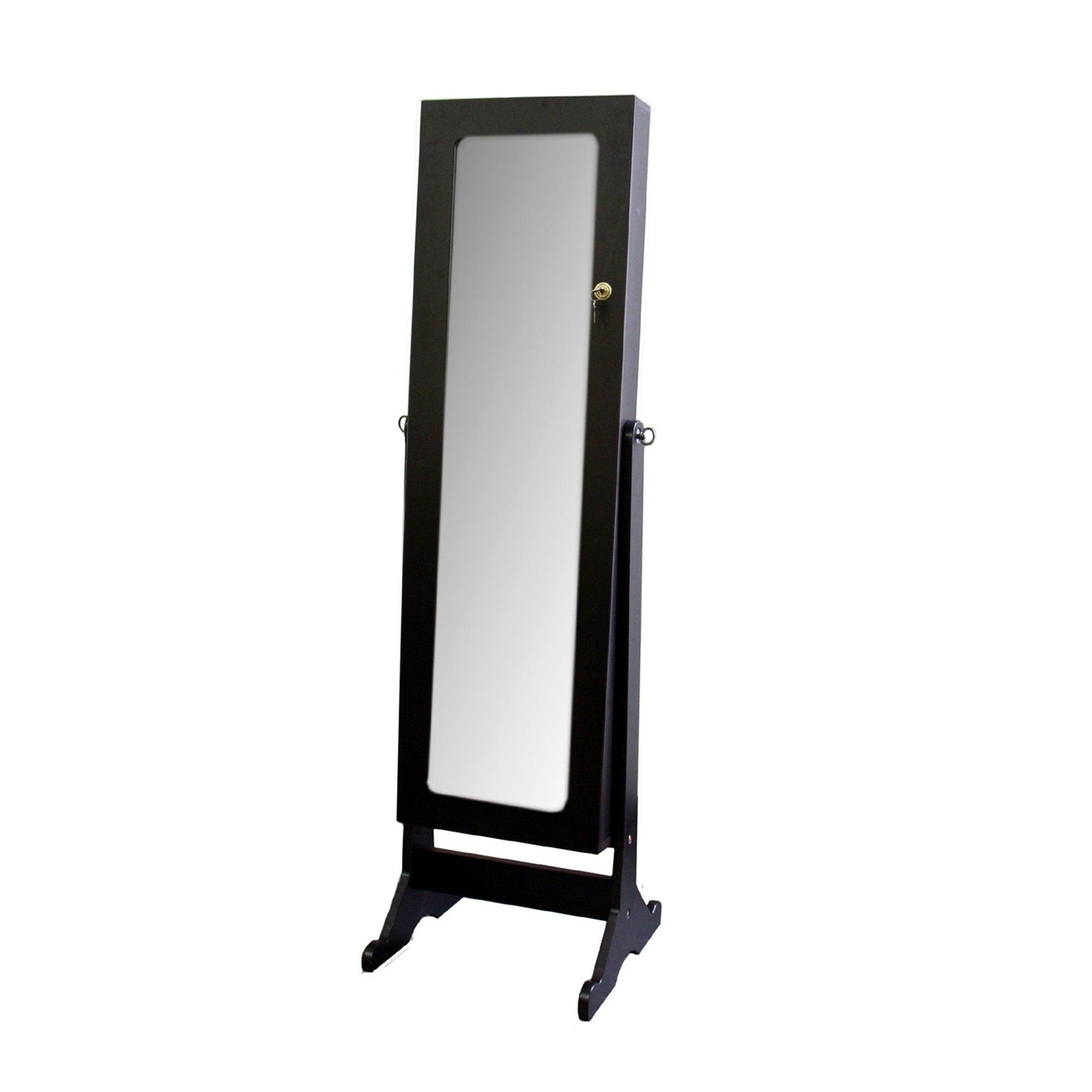 Universal Brown Standing Mirror with Jewelry Storage - AFS