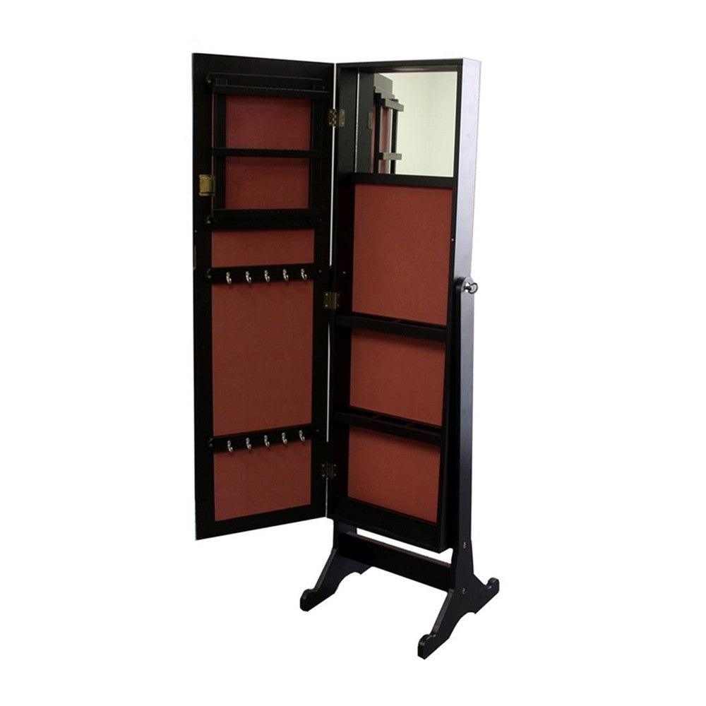 Universal Brown Standing Mirror with Jewelry Storage - AFS