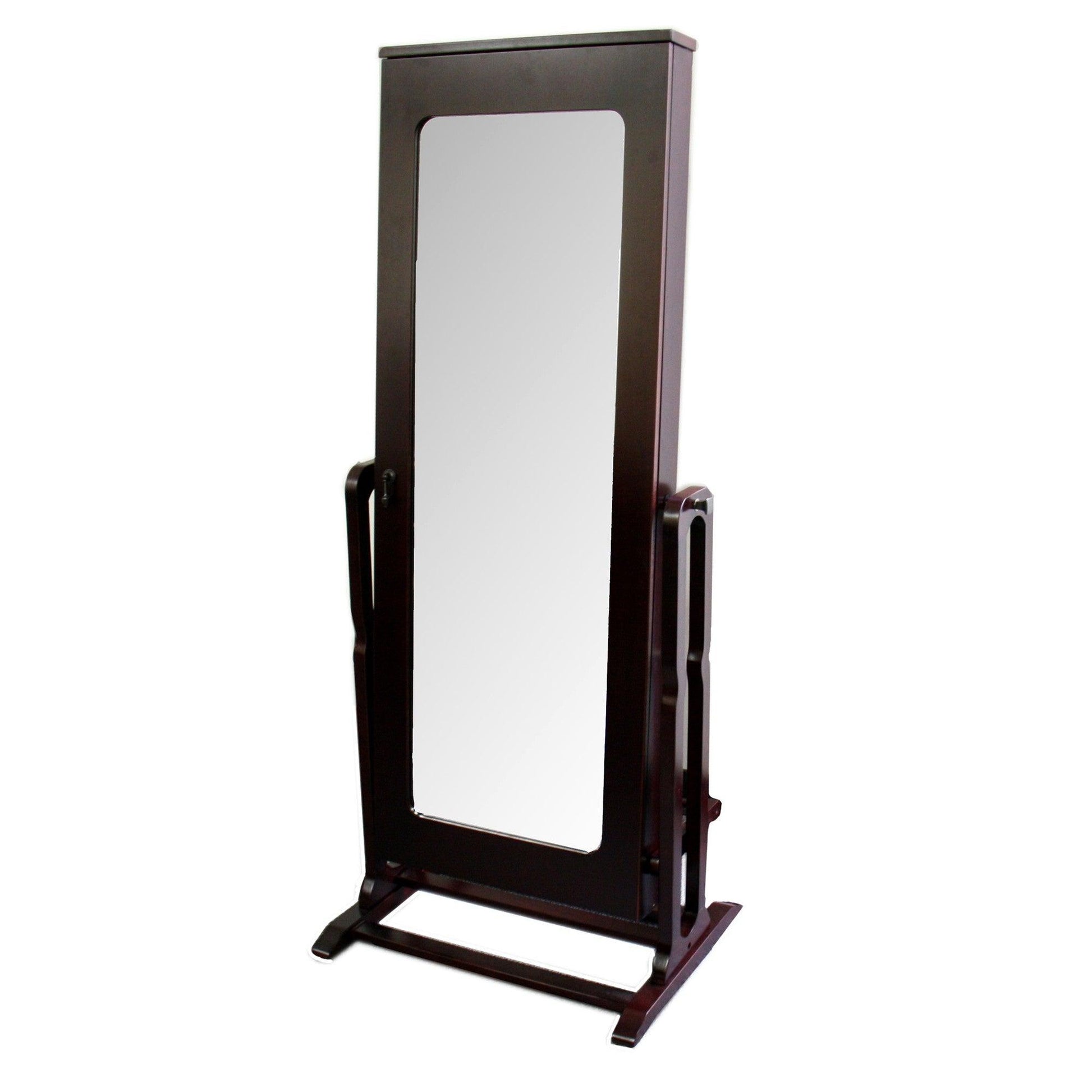 Cherry Finish Standing Mirror with Jewelry Storage - AFS