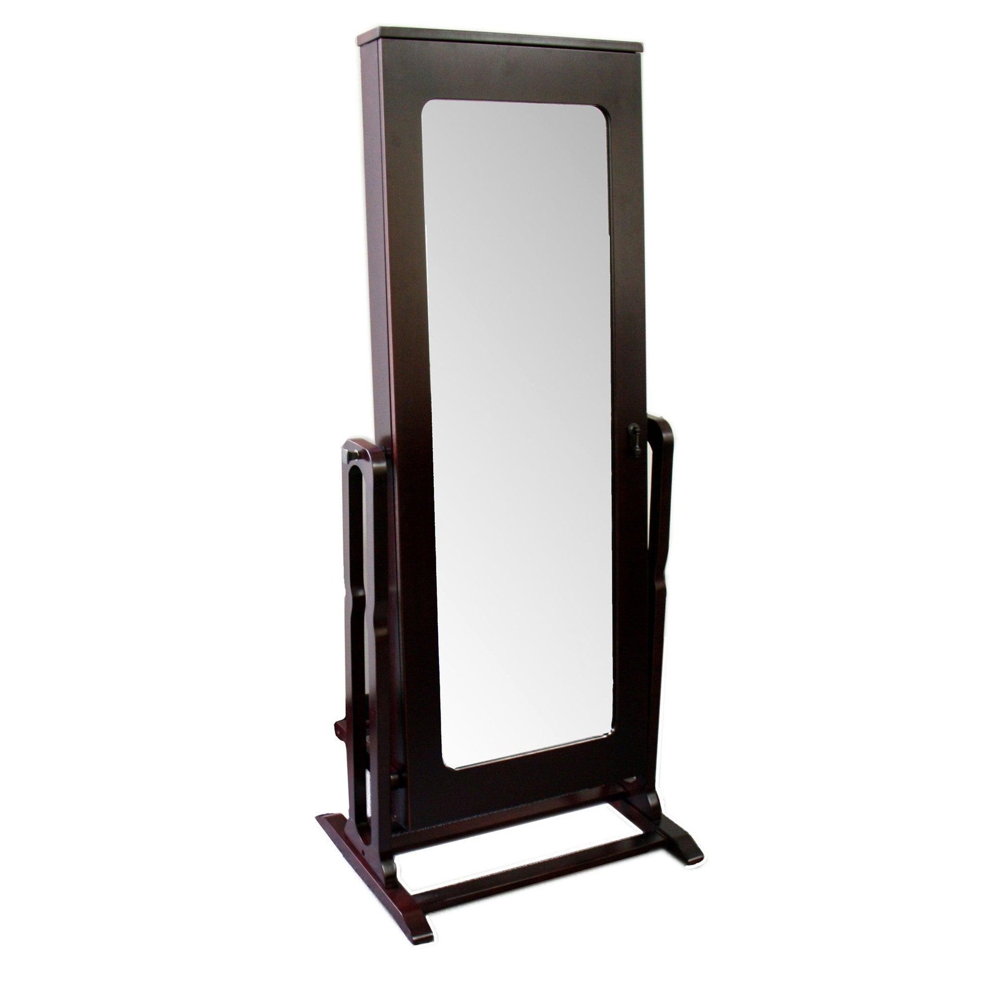 Cherry Finish Standing Mirror with Jewelry Storage - AFS