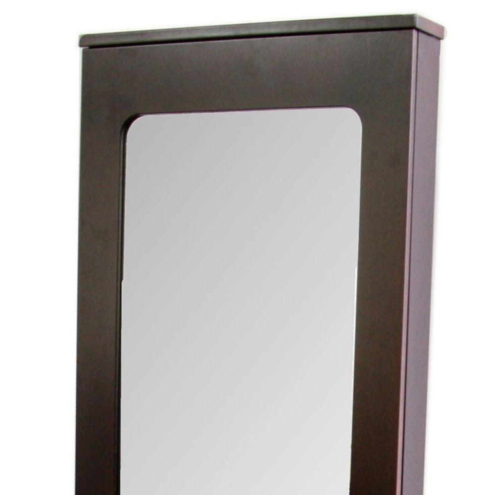 Cherry Finish Standing Mirror with Jewelry Storage - AFS