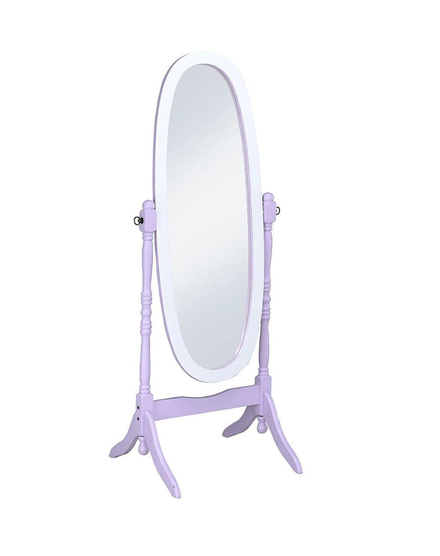 Pretty Pastel Purple and White Cheval Standing Oval Mirror - AFS