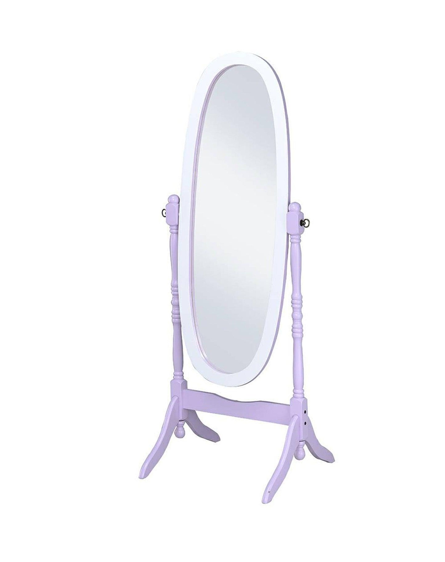 Pretty Pastel Purple and White Cheval Standing Oval Mirror - AFS