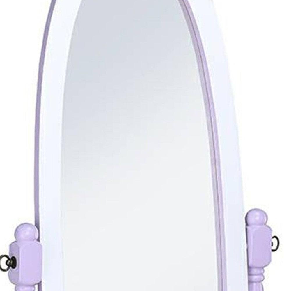 Pretty Pastel Purple and White Cheval Standing Oval Mirror - AFS