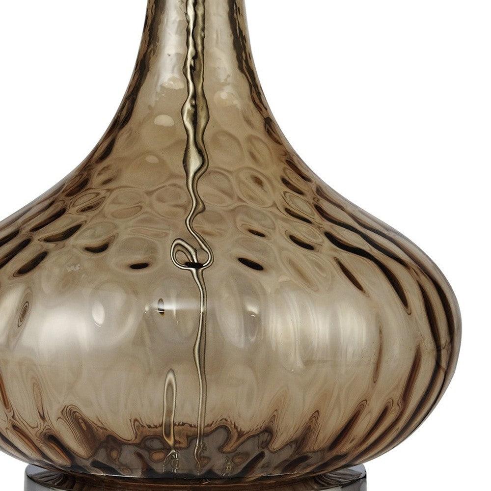 Brown Textured Glass Table Lamp - AFS