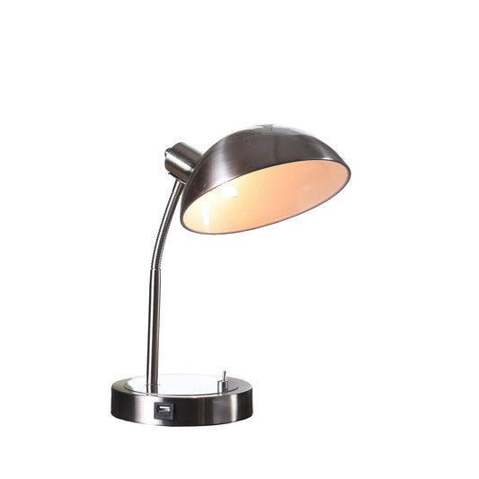 14? Modern Adjustable Silver Metal Desk Lamp with USB - AFS