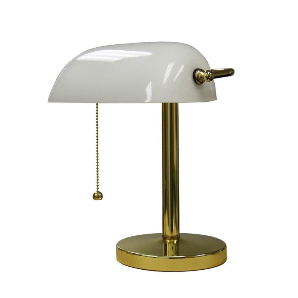 Gold and White Hooded Table Lamp - AFS
