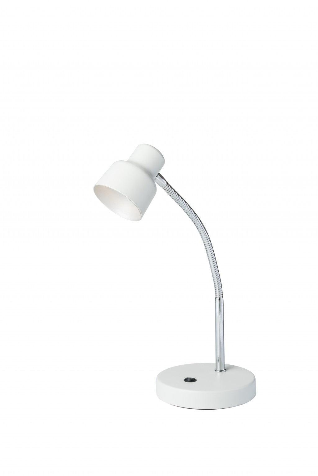 White and Silver Metal Gooseneck Desk Lamp - AFS