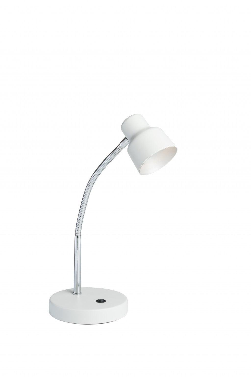 White and Silver Metal Gooseneck Desk Lamp - AFS