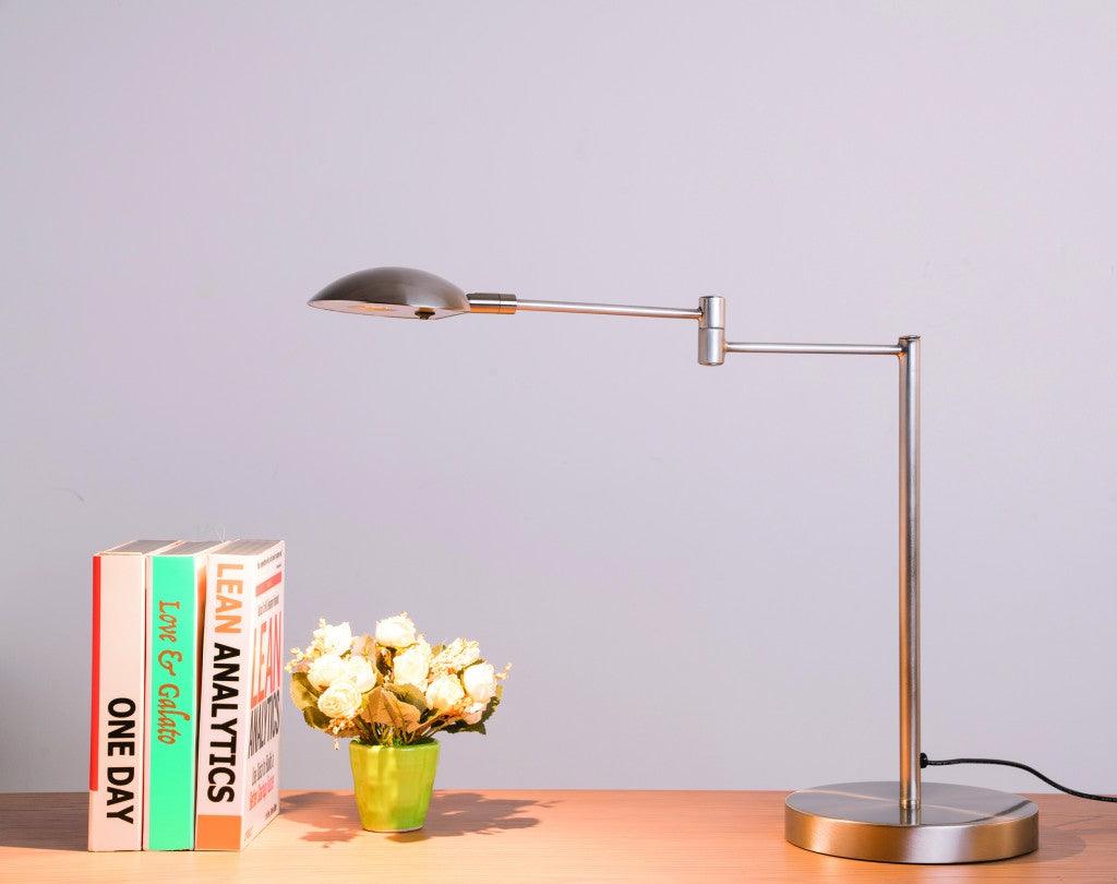 Minimalist Silver Metal Swing Arm Desk Lamp - AFS