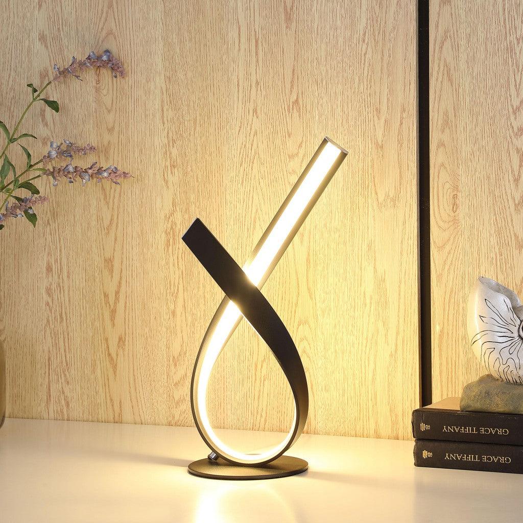 17? Black Abstract Ribbon Metal Lamp With UV Light - AFS