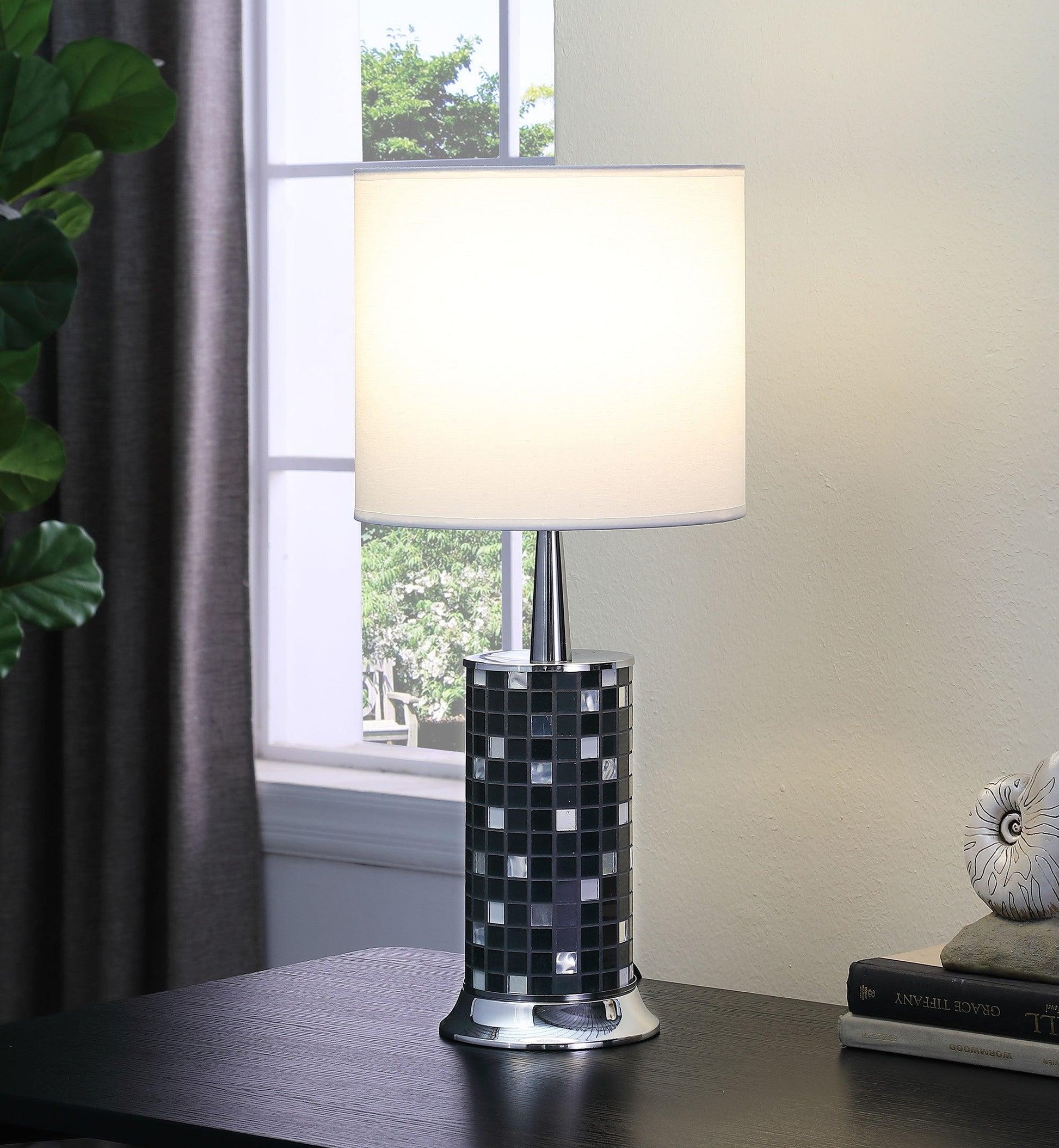24? Dark Tones Metal And Glass Mosaic Table Lamp - AFS