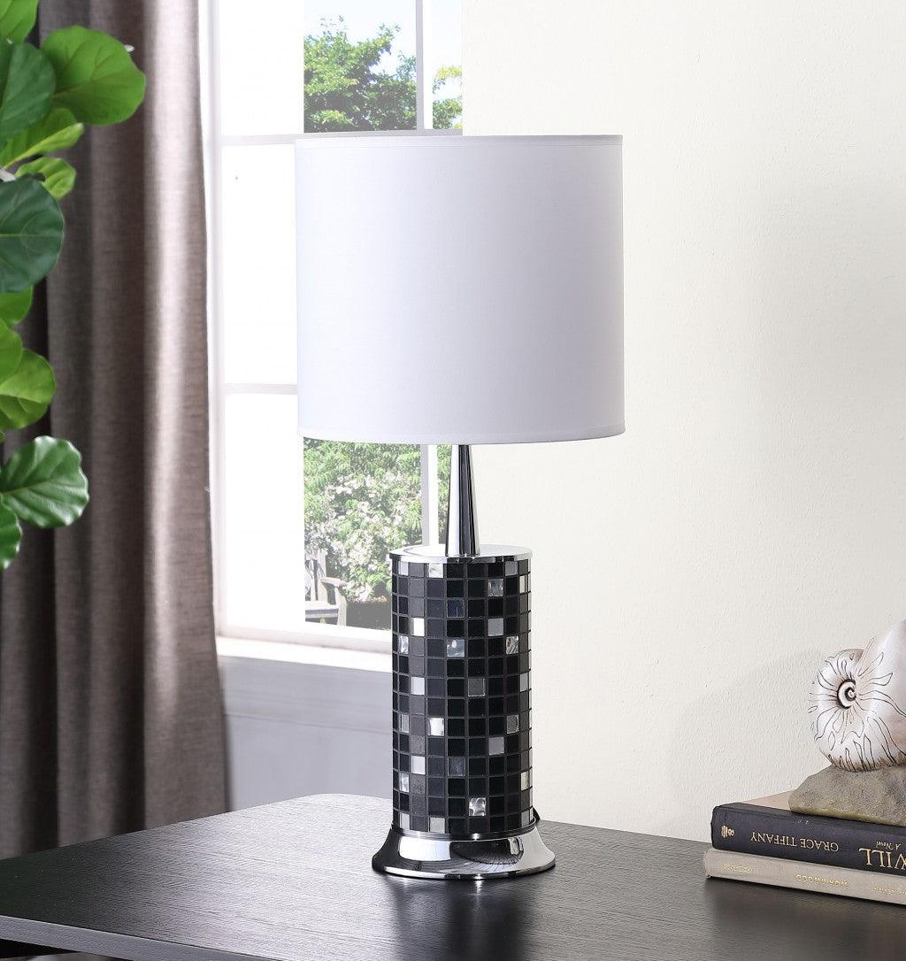 24? Dark Tones Metal And Glass Mosaic Table Lamp - AFS