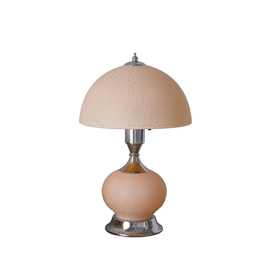 24? Pale Pink Crackle Glass Table Lamp with Nightlight - AFS