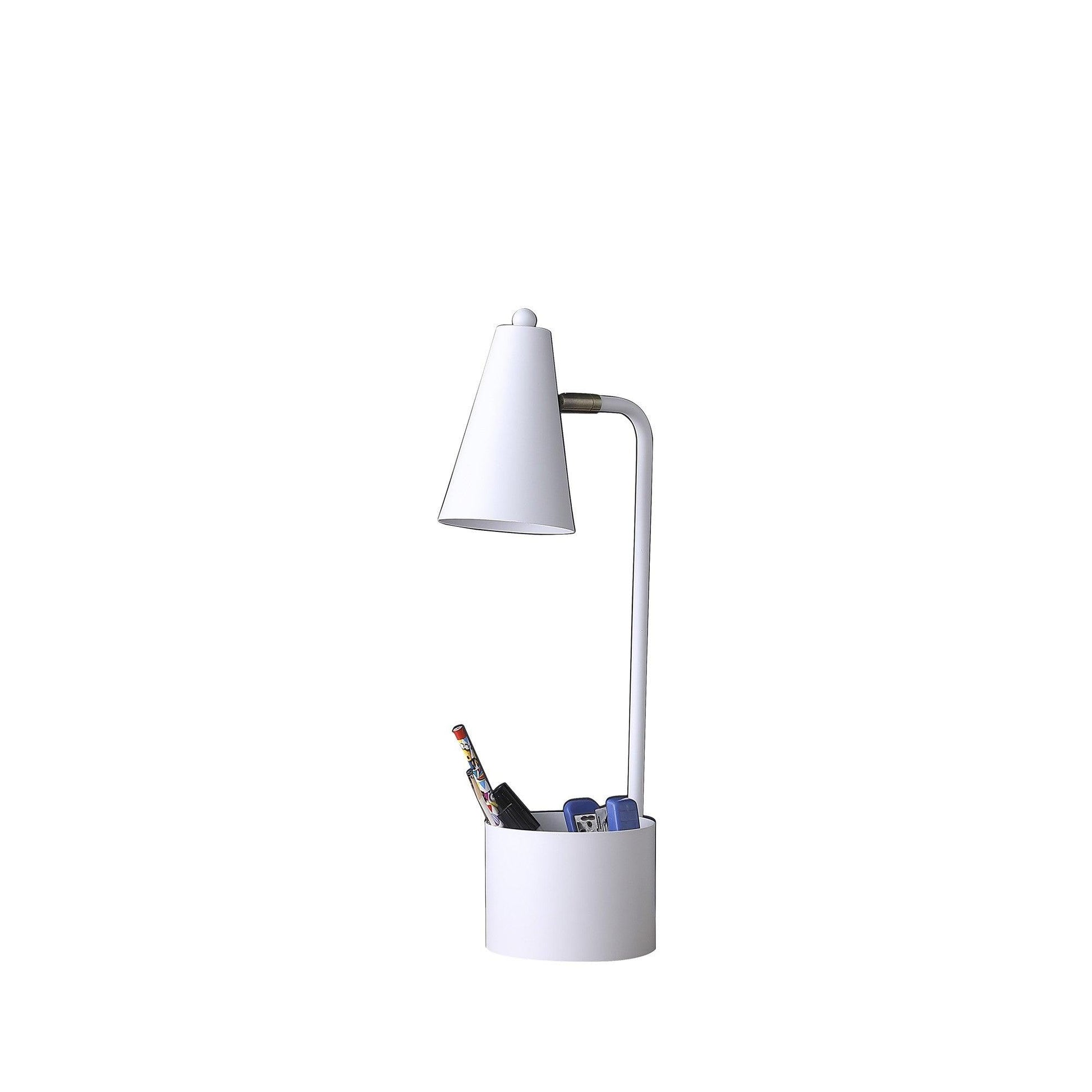 20" Compact White Student Metal Desk Lamp - AFS