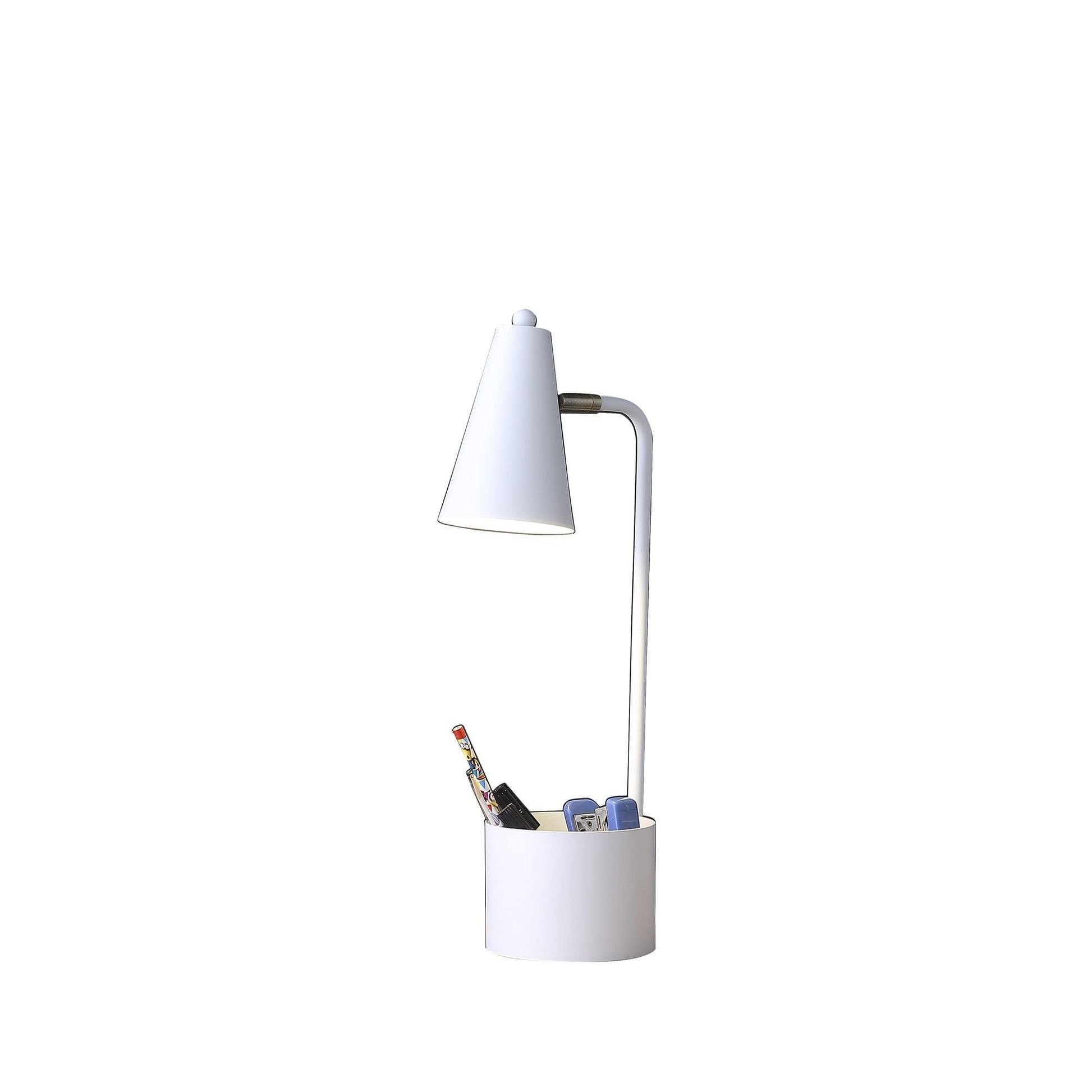 20" Compact White Student Metal Desk Lamp - AFS