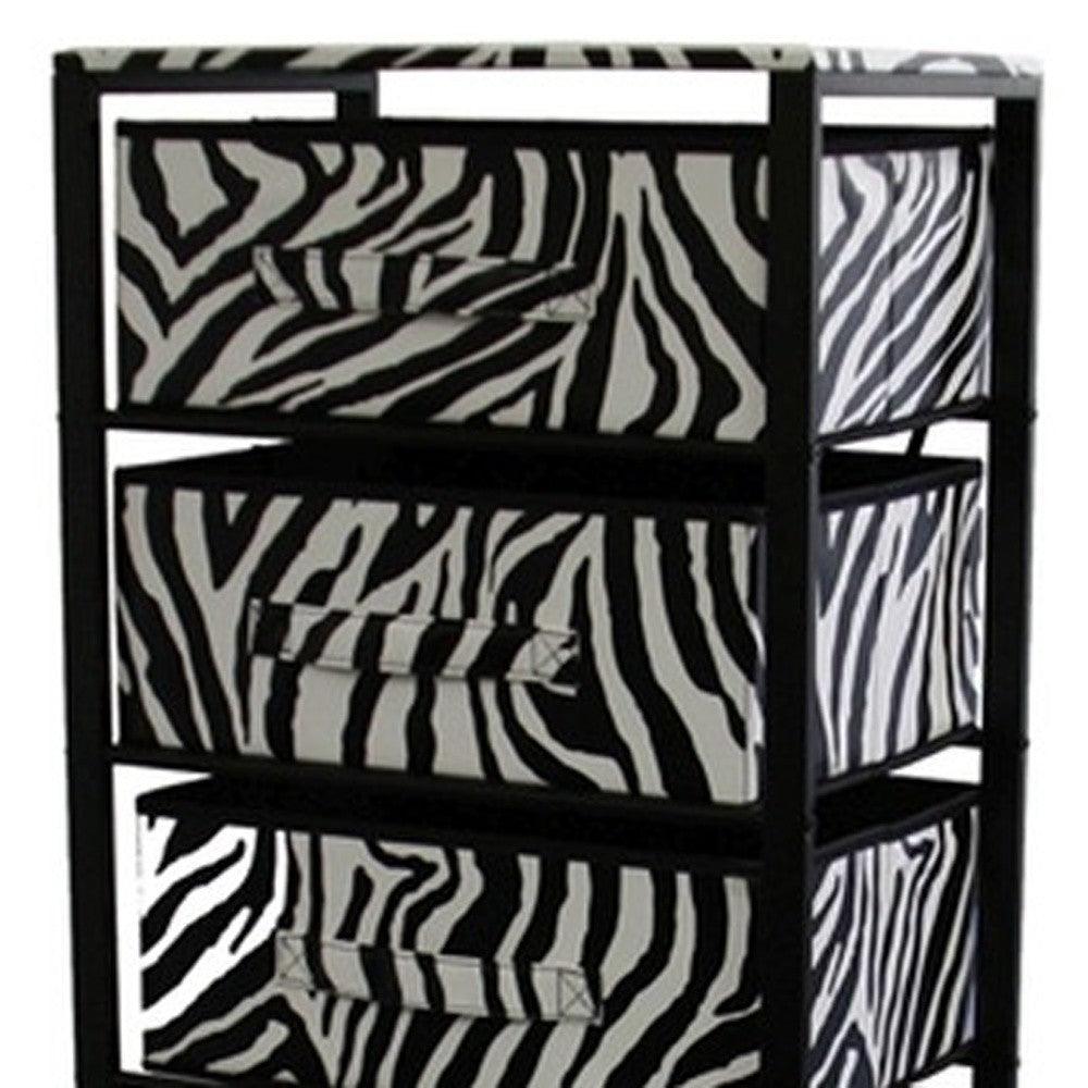 Zebra Black and White Rolling Six Drawer Tower Organizer - AFS