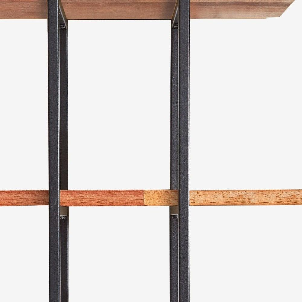 Modern Black and Natural Deouble Rectangle Hanging Wall Shelves - AFS