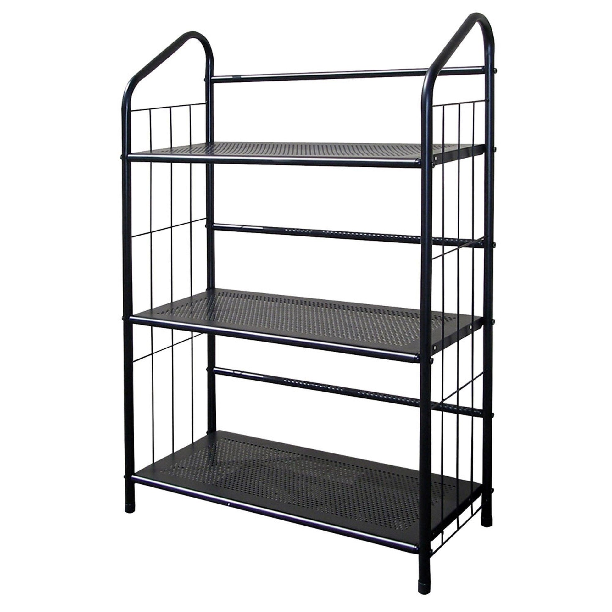 Black 3 Shelf Metal Standing Book Shelf - AFS