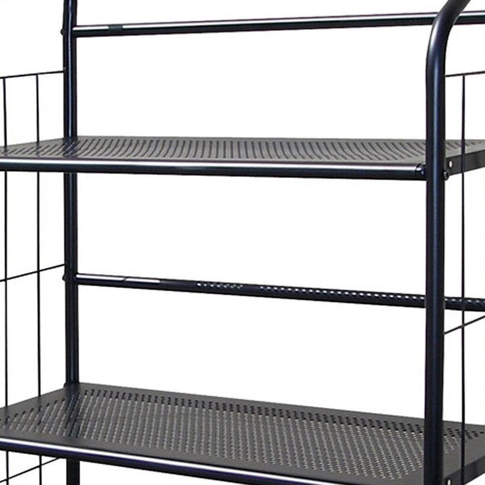 Black 3 Shelf Metal Standing Book Shelf - AFS