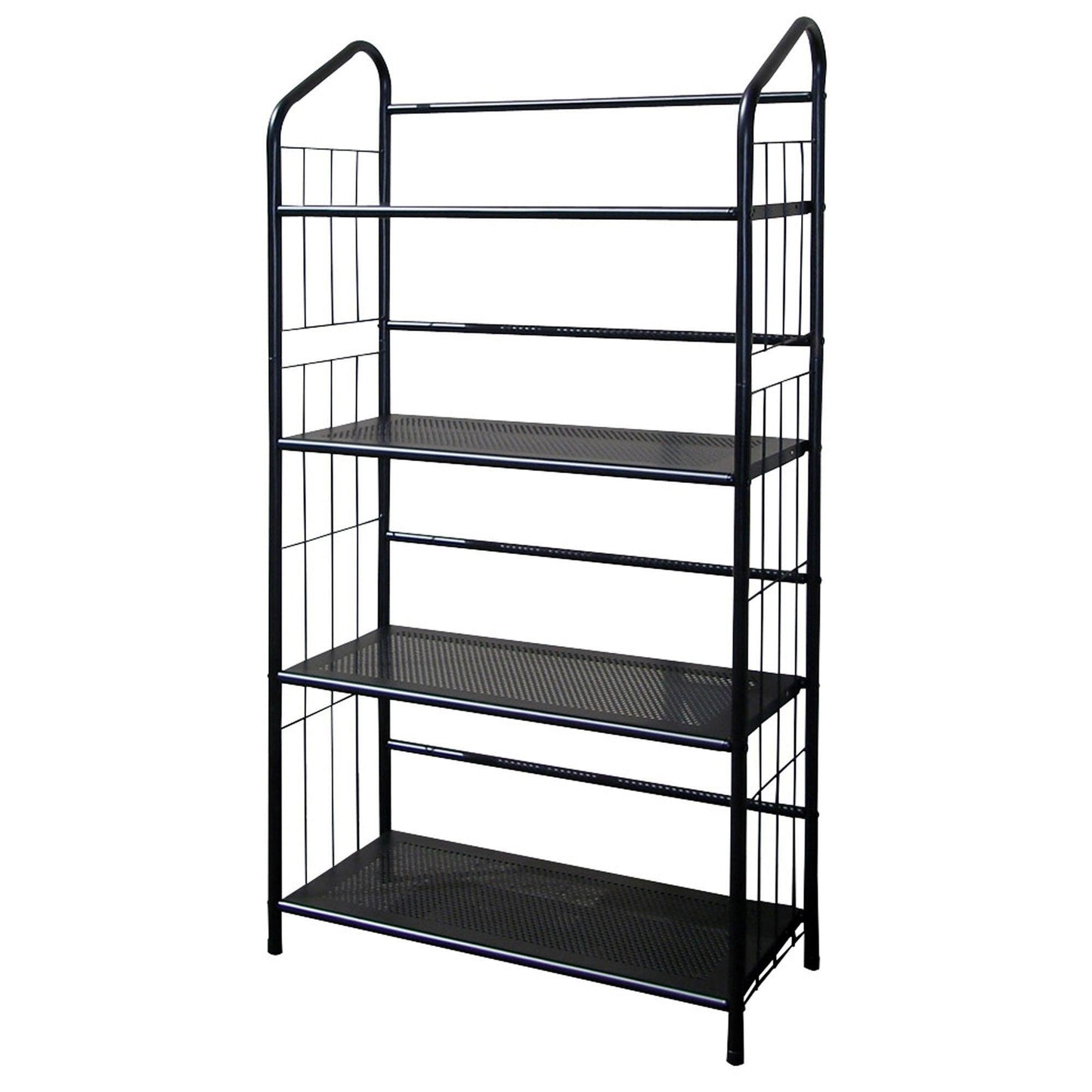 Black Four Shelf Metal Standing Book Shelf - AFS